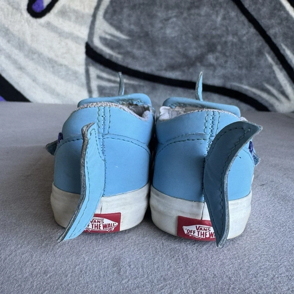 Size 7c - Vans Classic Slip-O Shoes Kids Shark‎ Blue White Sneakers Slip-On
